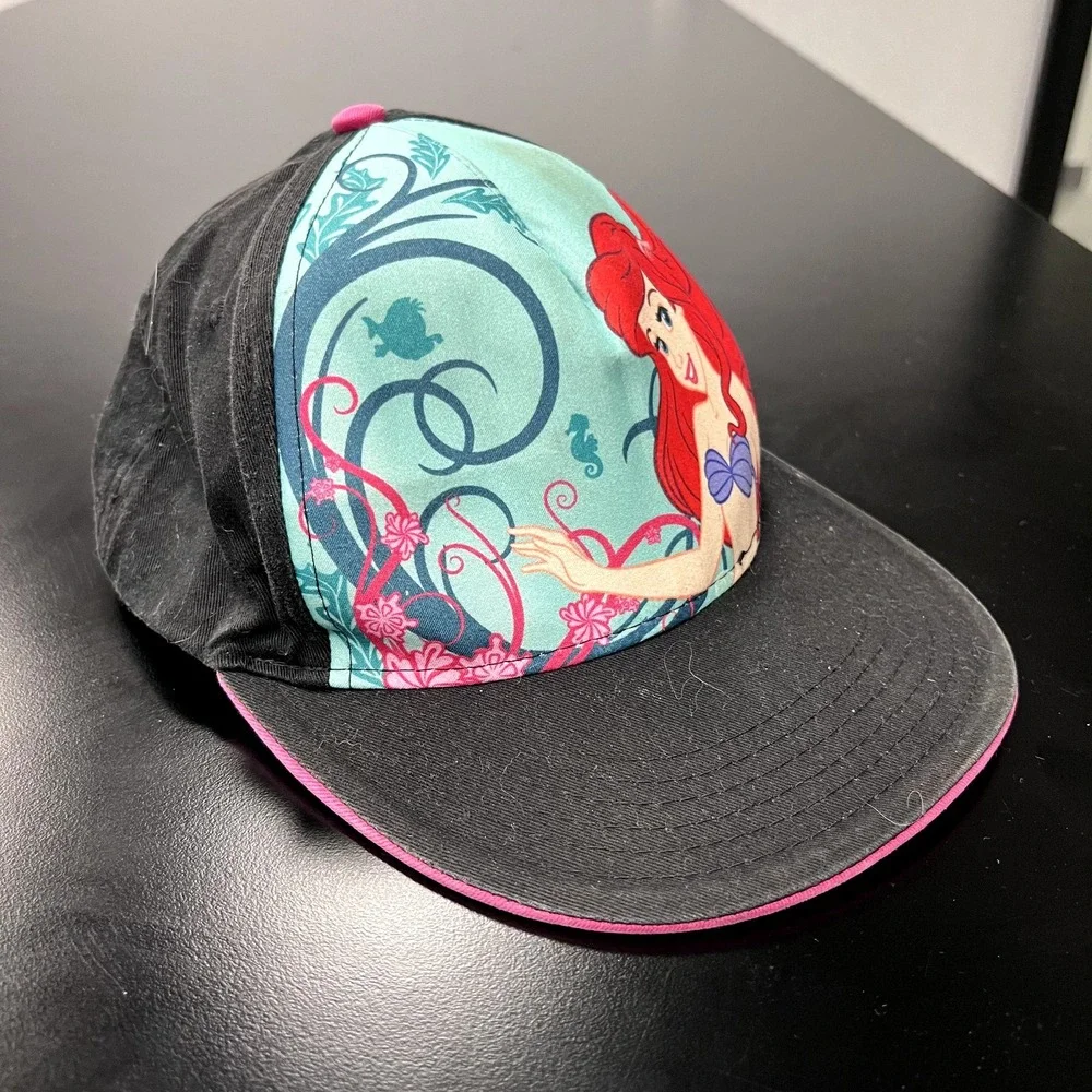 Disney Princess Ariel Hat Cap Snap Back Little Mermaid Graphic‎ Blue Pink